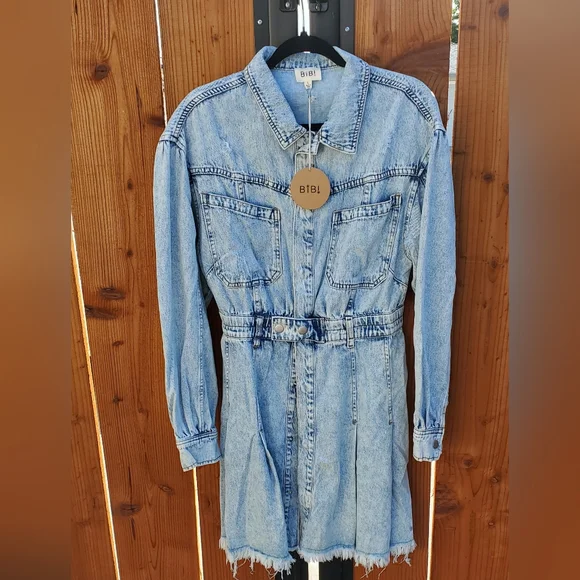 BiBi | Dresses | Bibi Long Sleeve Denim Mini Dress Sz L | Poshmark